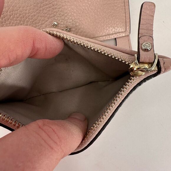Kate Spade Blush Pink Neutral Leather Tri-Fold Wallet - Picture 8 of 13